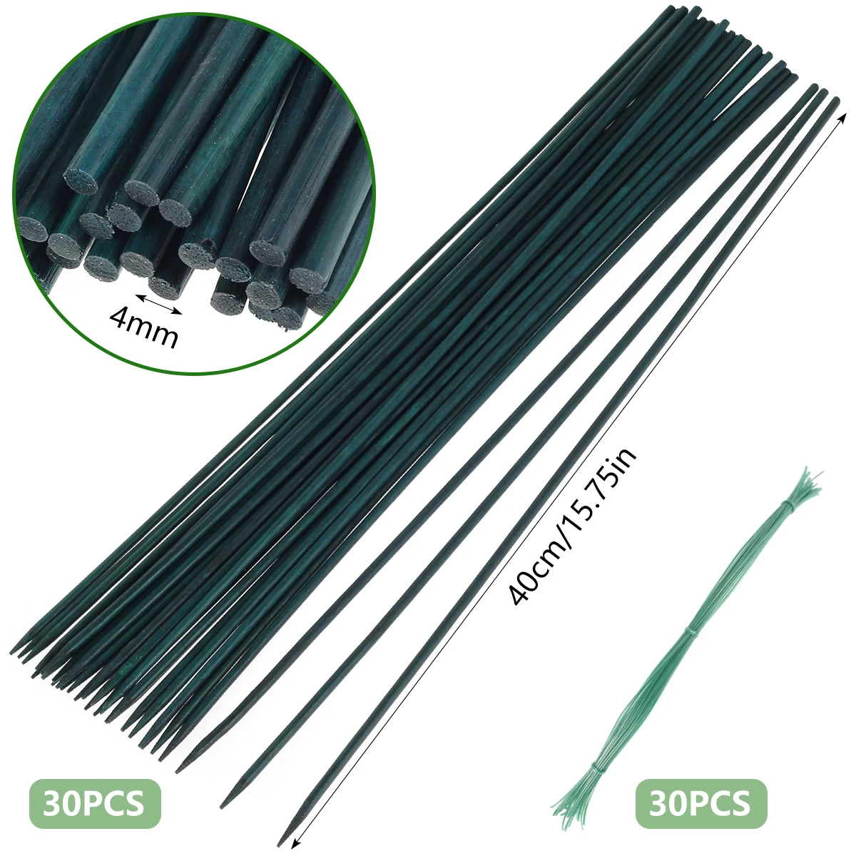Bamboo Green Plant Support Sticks for Climbing Vines and Flowers