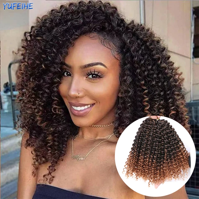 Crochet Hair Marlybob Crochet Braids Short Pre-looped Synthetic Hair  Extensions Afro Kinky Curly Braiding Hair Ombre Dark Brown - Crochet Hair -  AliExpress