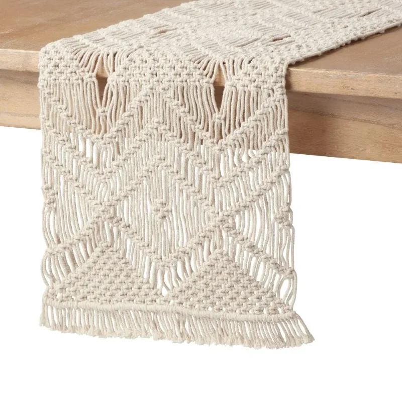 

Macrame Runner, Natural, 14"W x 90"L