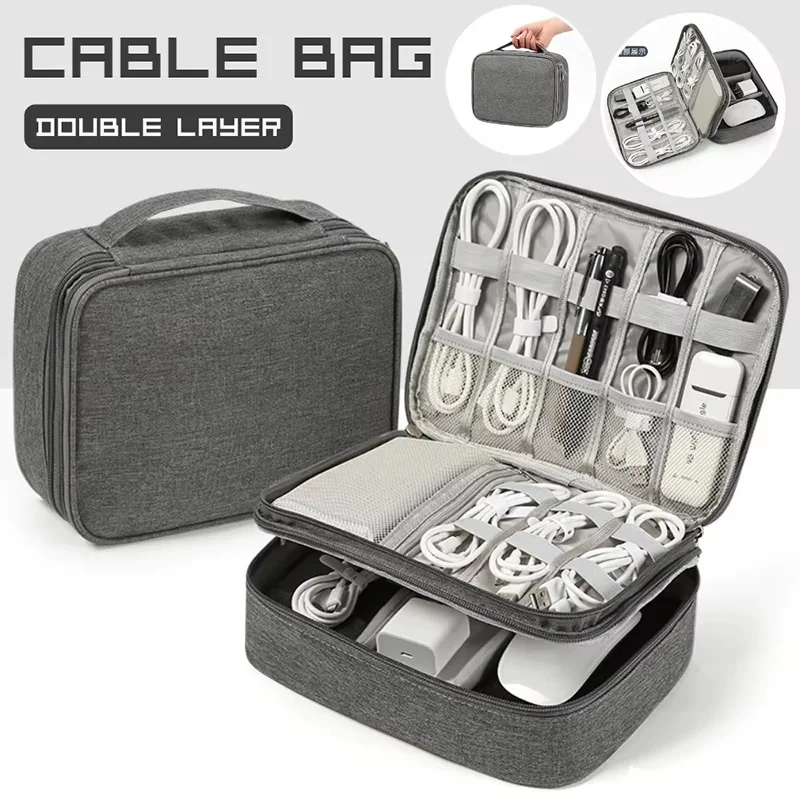 Borsa portaoggetti digitale da viaggio, organizer portatile per cavi USB, per dispositivi elettronici, auricolari, caricabatterie, custodia per accessori