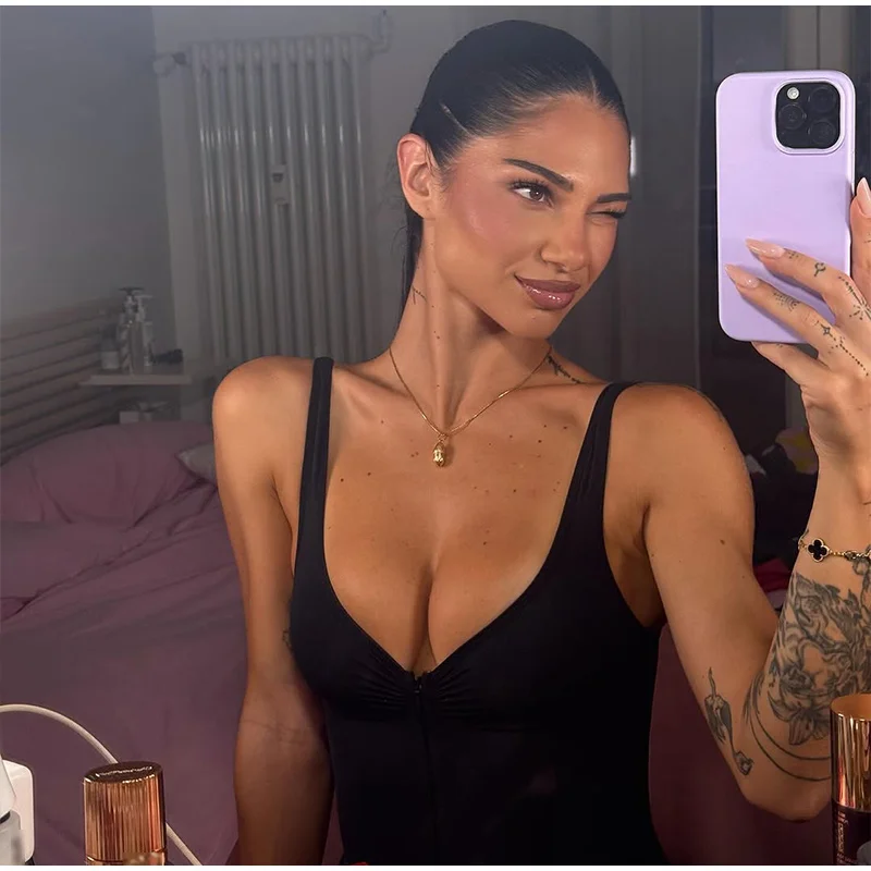 zip front corset bodysuit full view