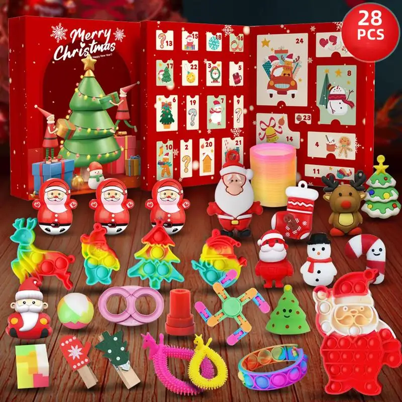 Christmas Advent Calendars Anti Stress Squeeze Toys 2024 Christmas Countdown Calendar Collectible Figurines Kids Xmas Gift Box