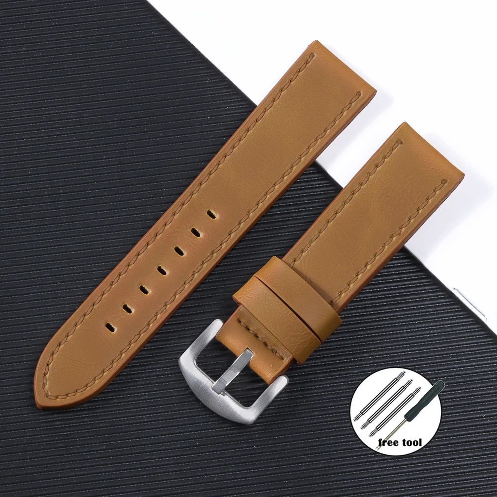 Elegant Leather Watch Band – Coffee Black Strap