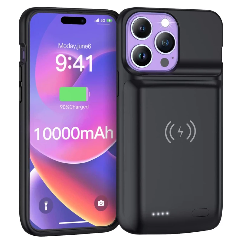 NEWDERY-배터리 케이스, Qi 무선 충전, 아이폰 14, 프로 맥스, 10000mAh, 아이폰 14, 13/12 프로 맥스 14 플러스용