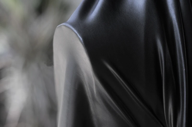 54'' Wide By Meter High Stretch Faux Leather Material Desiger Clothing Pu Leather Fabric Matt Black