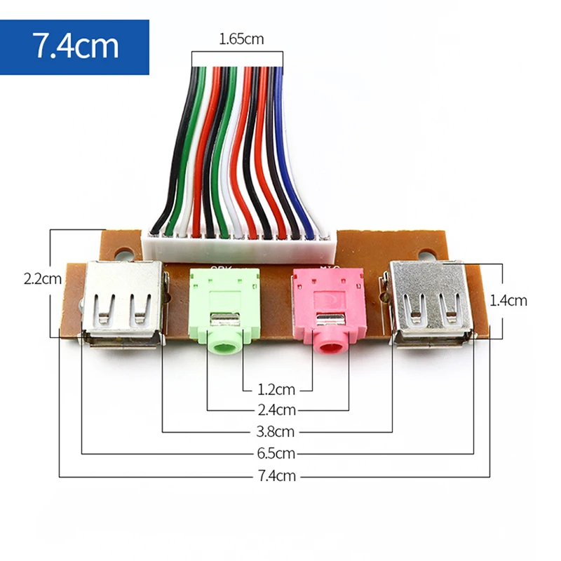 LOT 3: 20 Front Panel I/O 2x USB, Mic,Audio Jack Ports/Cables to PC  Motherboard