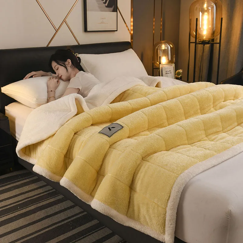 Three-Layer Cozy Soft Plush Winter Blanket - Thickened Milk Velvet for Warmth and Comfort