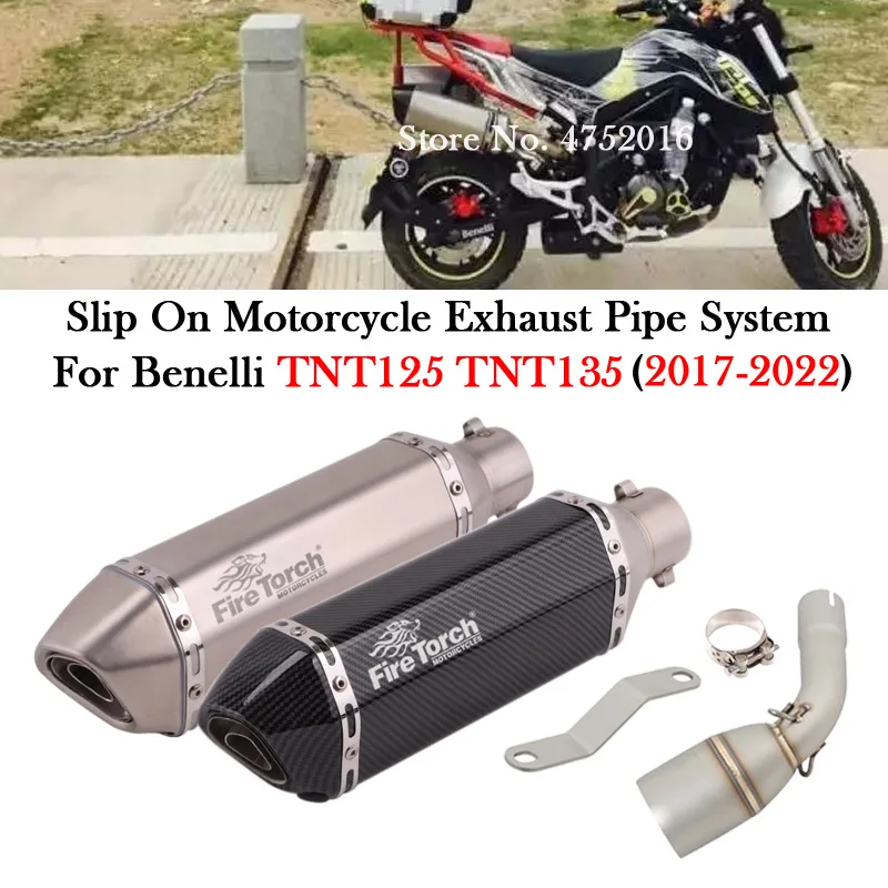 Plug And Play For Benelli TNT125 TNT135 TNT 125 135 2017 - 2020 2021 2022 Motorcycle Exhaust Modify 51mm Escape Middle Link Pipe