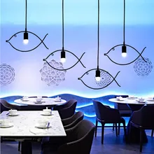

Fish Chandelier Nordic LED Retro Creative Personality Bar Hotel Restaurant Chandelier Living Kitchen Room Decor Light Fixtures
