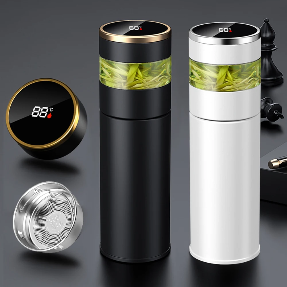 Tea Infuser Thermos Bottle LED Temperature Display 316 Stainless Steel Thermos For Tea Vacuum Insulated Water Bottle Tumbler