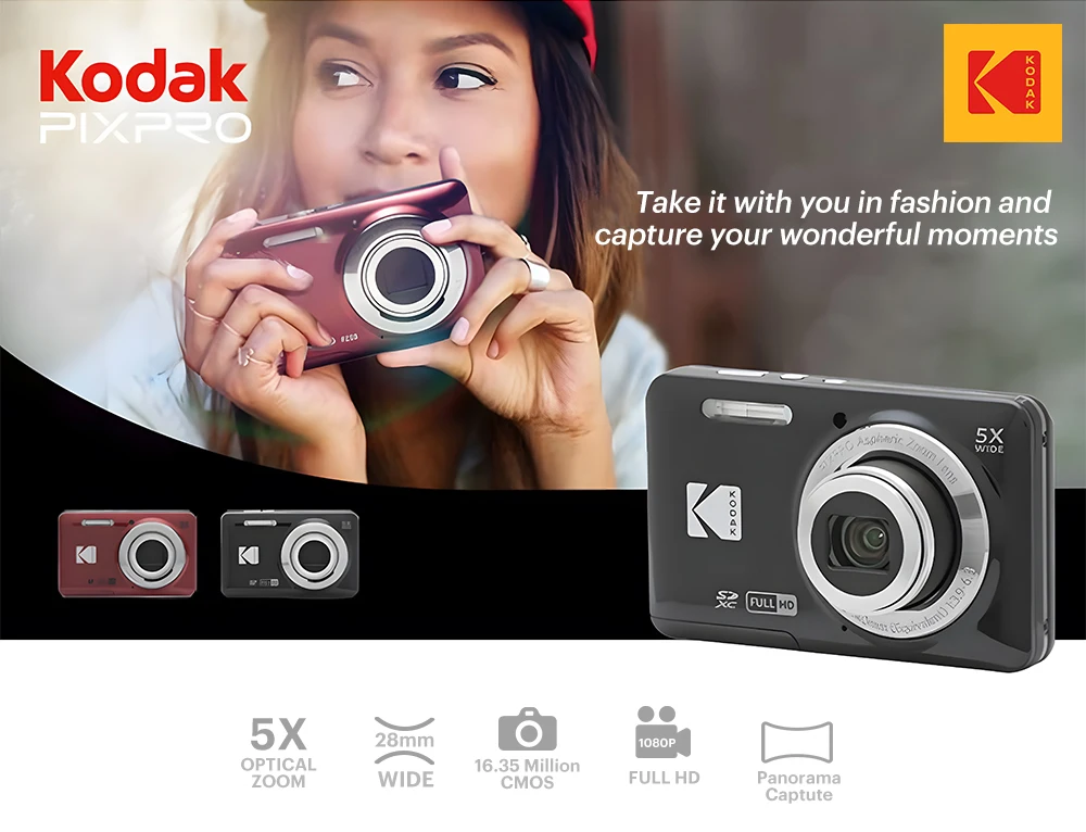 Kodak Digital Camera - 16MP Compact Camera with 5X Optical Zoom & 28mm Wide Angle Lens