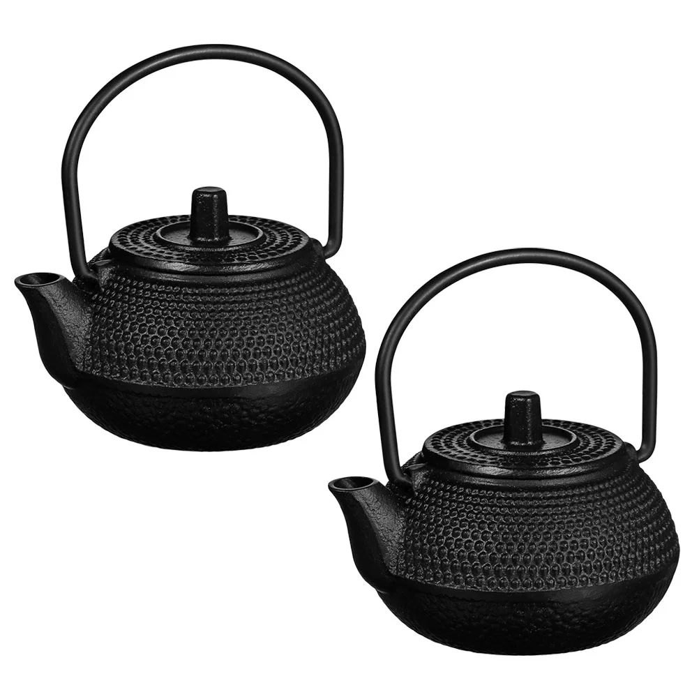 

2pcs Wrought Iron Small Tea Pot Vintage Mini Teapot Decorative Small Teapot Table Ornament