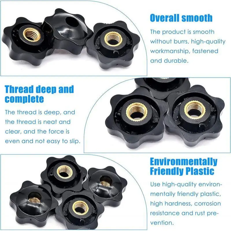 Thumb Nuts 10/5 PCS M5 M6 M8 M10 Plum Hand Tighten Nuts Handle Thread Star Mechanical Black