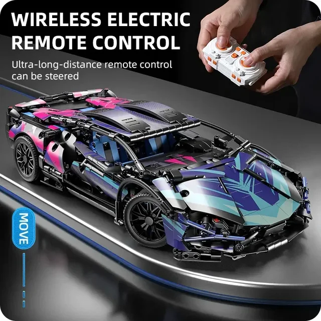 Technical 1314Pcs RC Race Car Building Block Set Remote Control Motor Sport Car Collectible 1:14 Model Scale MOC Toy Adult Gifts 5