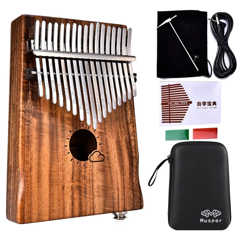 

Muspor 17-Key EQ Kalimba, Electric Finger Thumb Piano Built-In Pickup With 6.35Mm Audio Interface And Professional Kalimba Case