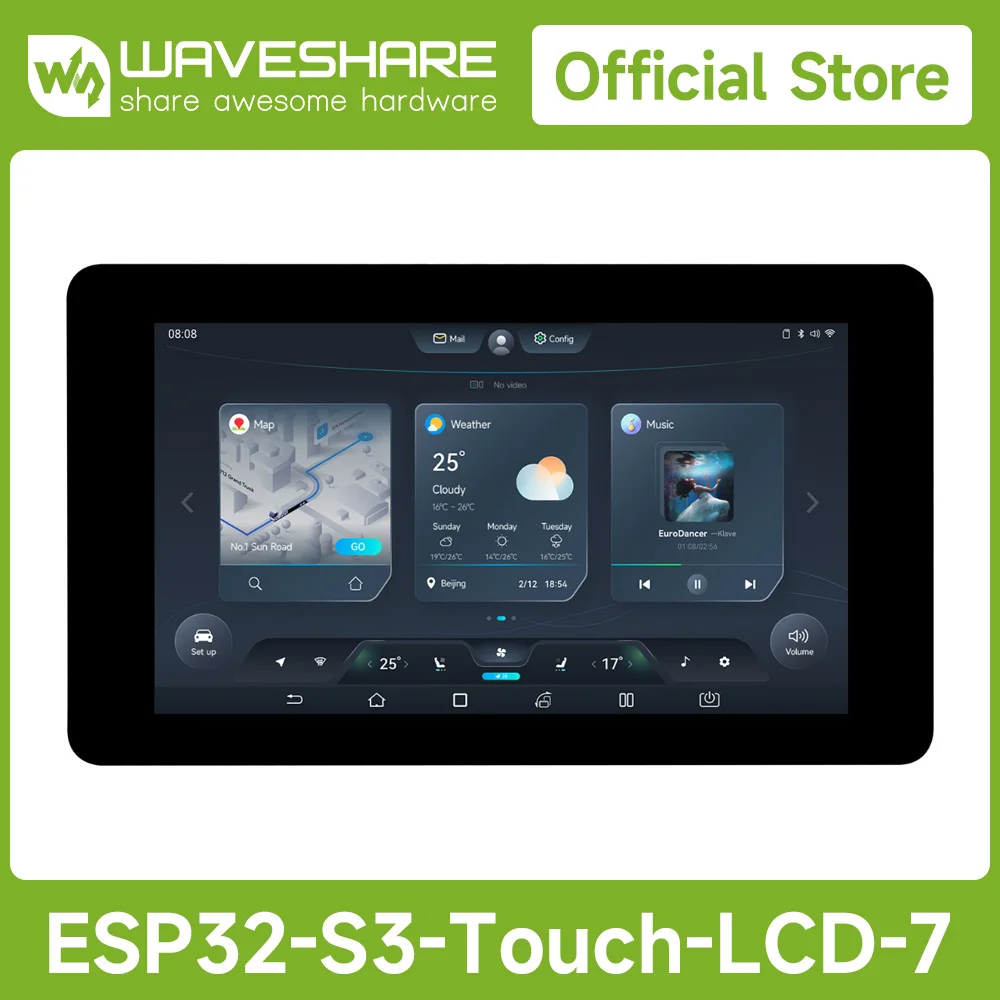 Waveshare ESP32-S3 7inch Capacitive Display Development Board ESP32 With Display Options For Touch 32-bit LX7 Dual-core oled display screen portable integrated display projector display screen