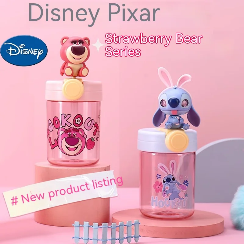 

380 мл новая соломенная чашка Disney Shi Dizai клубничный медведь милый мультяшный детский стакан для воды пластиковая соломенная чашка портативный Рождественский подарок