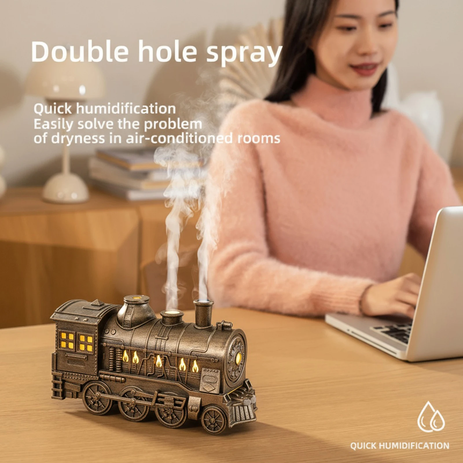 Train Shape Air Humidifier Jellyfish Spray Essential Oil Aroma Diffuser Remote Control With LED Lighting Ultrasonic Aromatherapy
