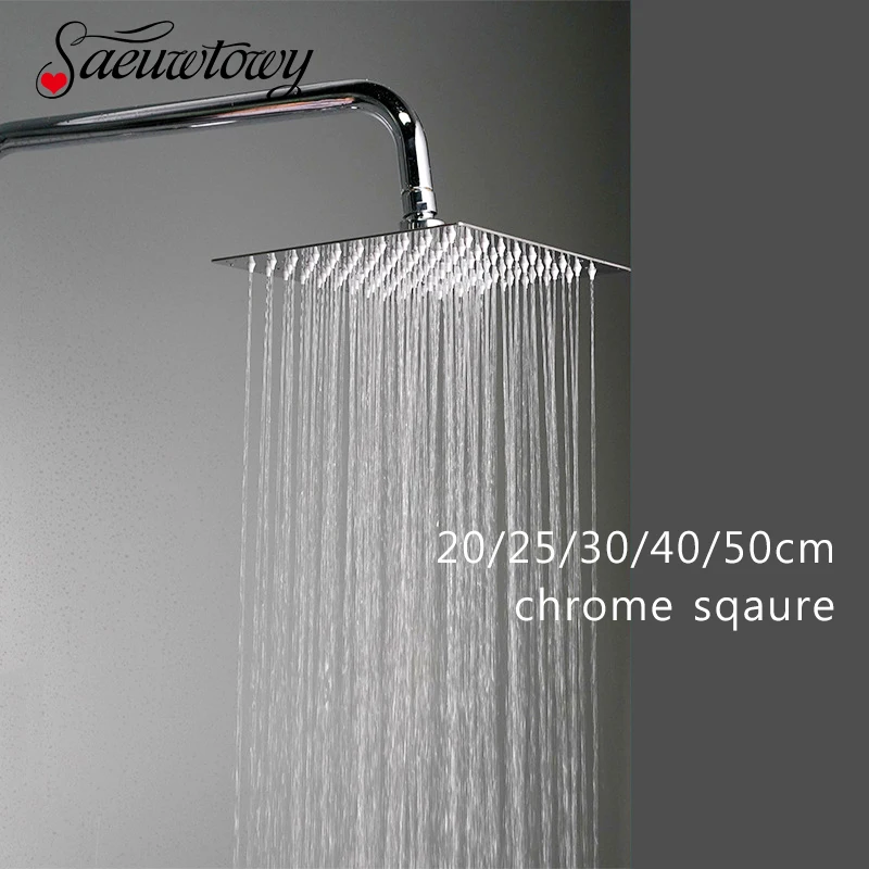 Ultra-thin Bathroom Accessories Slim 8"/10"/12"/16"/20" Square 304 Stainless Steel Rain Shower Chrome shower head