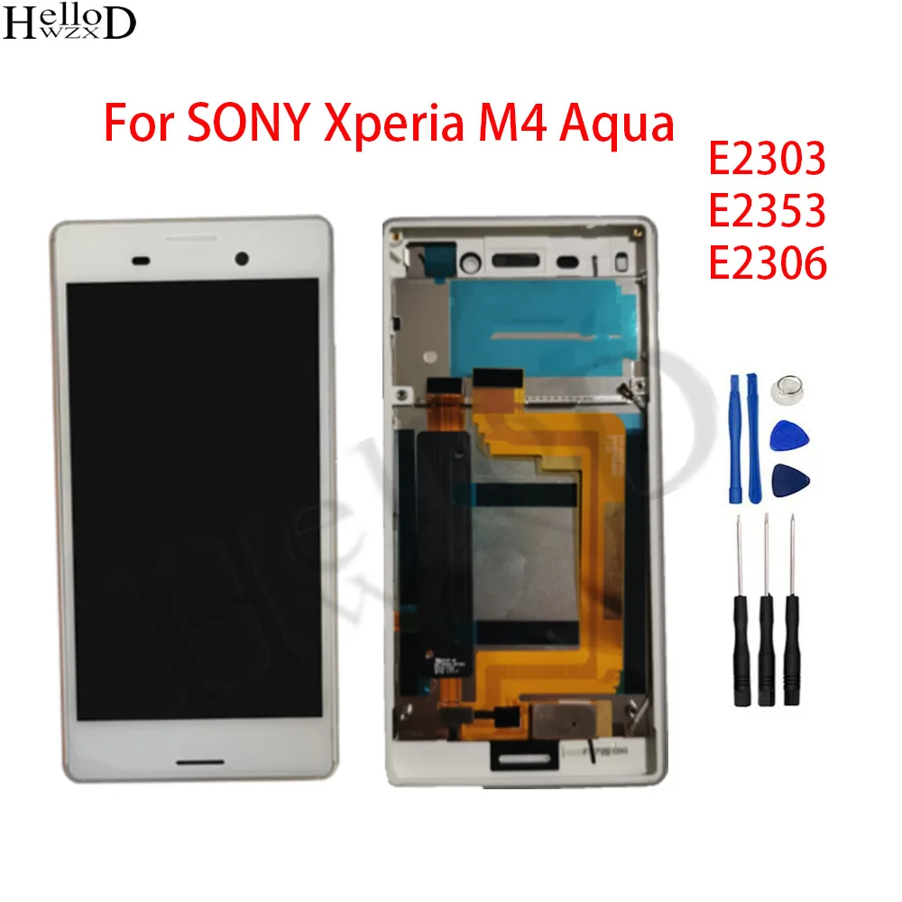 

Original White Full Screen For SONY Xperia M4 Aqua E2303 E2353 E2306 LCD Display With Frame Touch Screen Digitizer Assembly