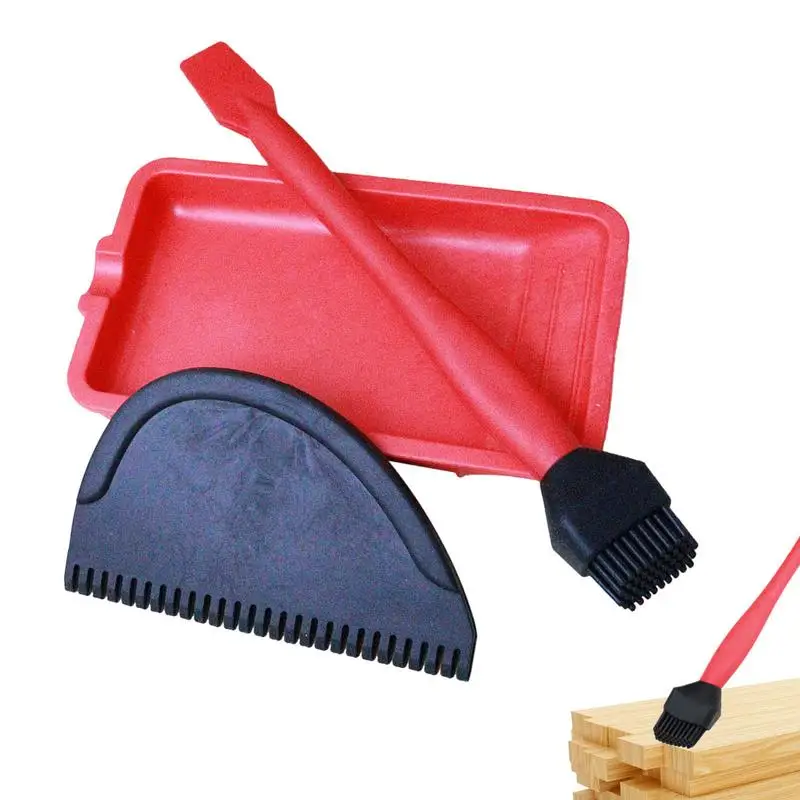 Woodworking Brush Tool Set Soft Silicone Wood Glue Applicator Thin Non-slide Scraper Glue Tray DIY Crafts Spreader Brush,woodworking tool set