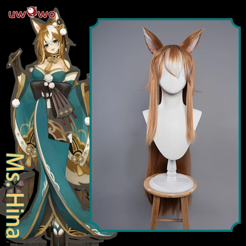 

Косплей-парик UWOWO Game Genshin Impact Miss Hina, костюм для косплея, одежда для волос, игра Genshin Impact Inazuma, мисс Хина (Gorou)