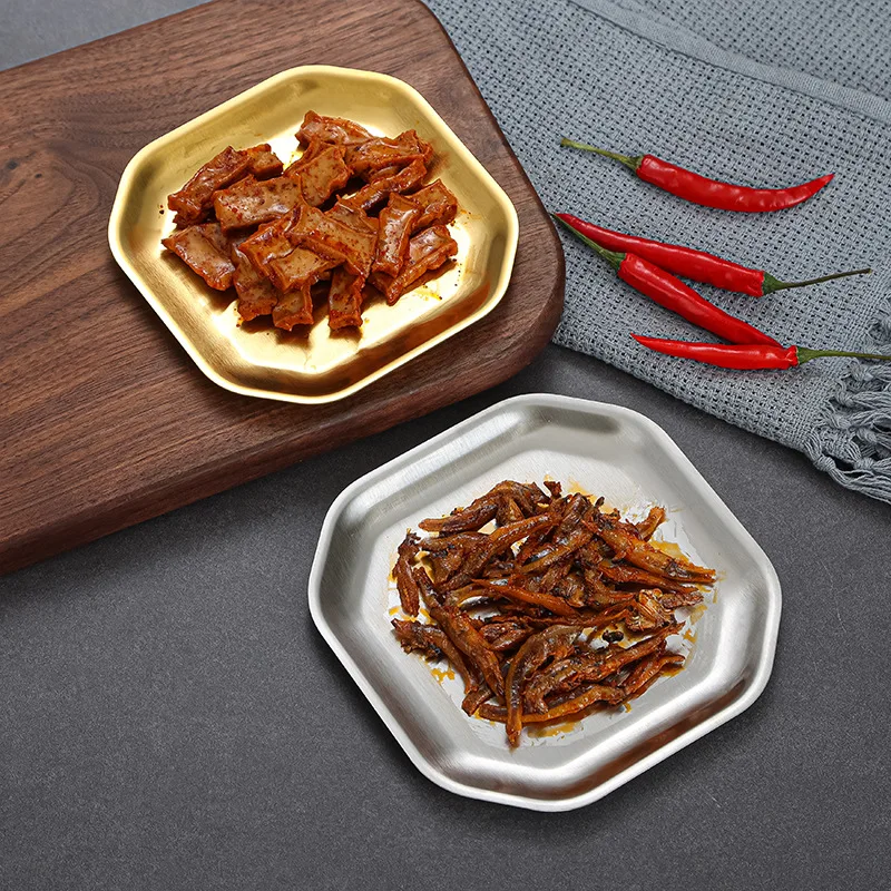 304 Stainless Steel Main Dinner Plate Square Snack Seasoning Tray Sauce Dipping Dish Tableware Home Kitchen Food Container Tools