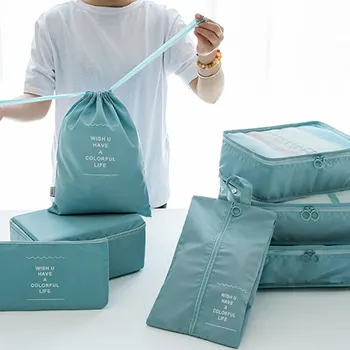 7 PC 여행 보관 가방 가방 가방 의류 의류 수하물 주최자 방수 신발