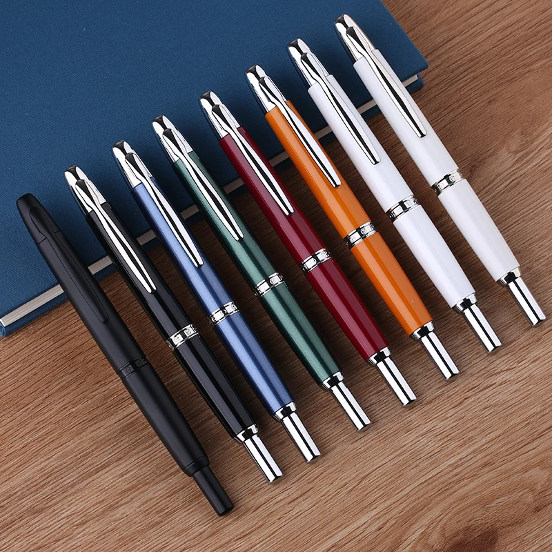 

New MAJOHN A1 Press Fountain Pen Retractable Ultra Fine Nib 0.4mm Metal Matte Black Pen With Clip Version Office School Supplies