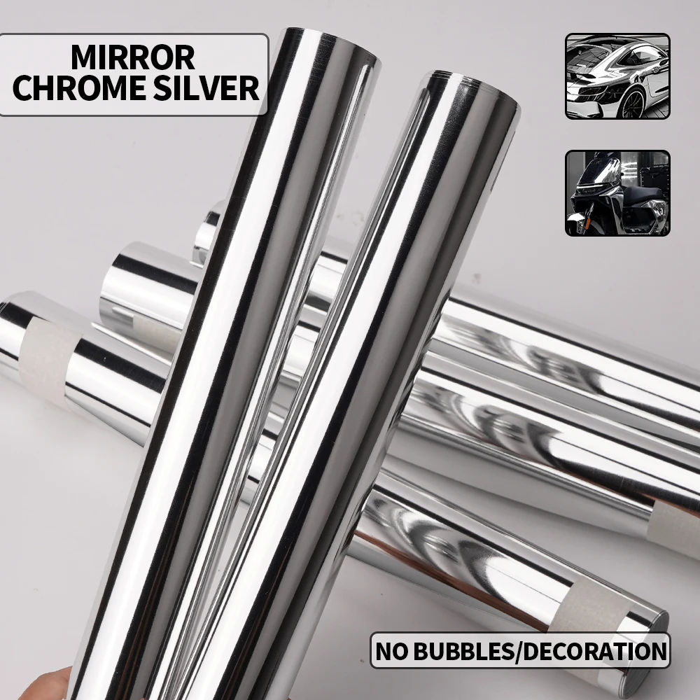 Chrome Mirror Silver Vinyl Wrap Adhesive Film Roll for Car Motorcycle Body Decoration
