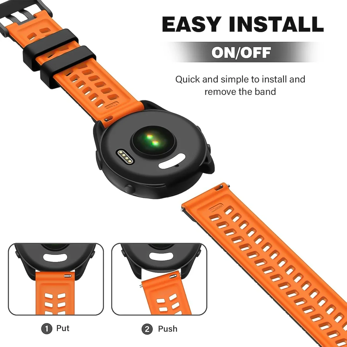 Breathable Silicone Sport Strap - 22mm Band