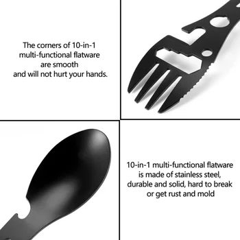 Outdoor Fork Spoon Versatile Outdoor Camping Tool Lightweight Fork Spoon Bottle Opener for Survival Tactical Utility for Easy 2