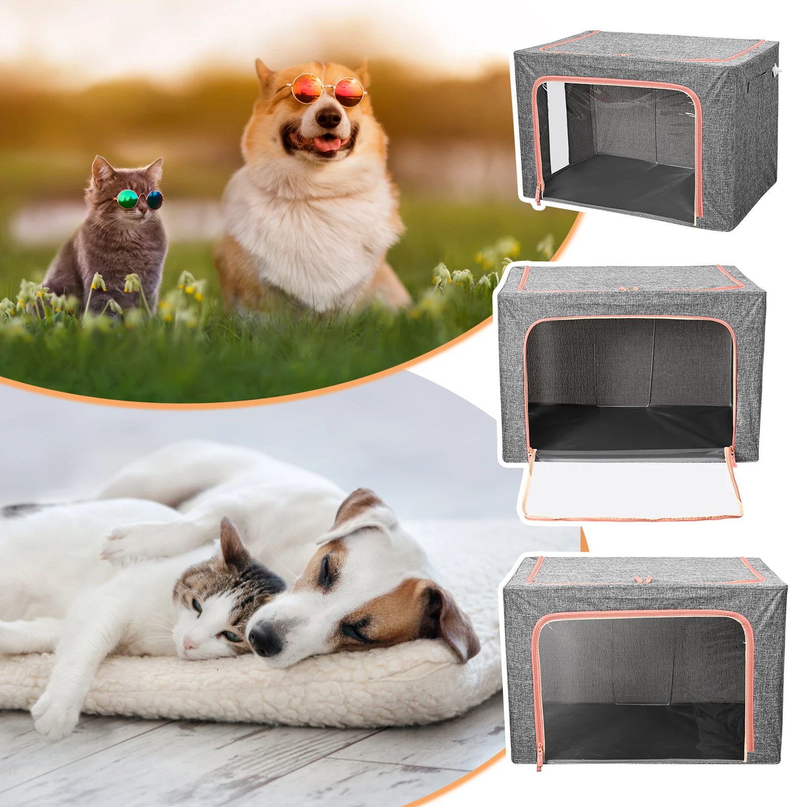 

Pet Nebulizer Box Dog Oxygen Cage ICU Room Pet Baby Nursing Room Cough Respiratory Disease Foldable Nebulizer Drying Box For Cat