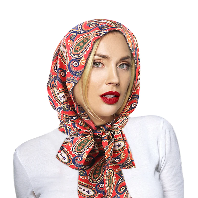 

Women Pre-Tied Turban Silky printed flowers Muslim Hijab Cancer Chemo Cap Beanies Bonnet Long Tail Headscarf Hat Headwrap Caps