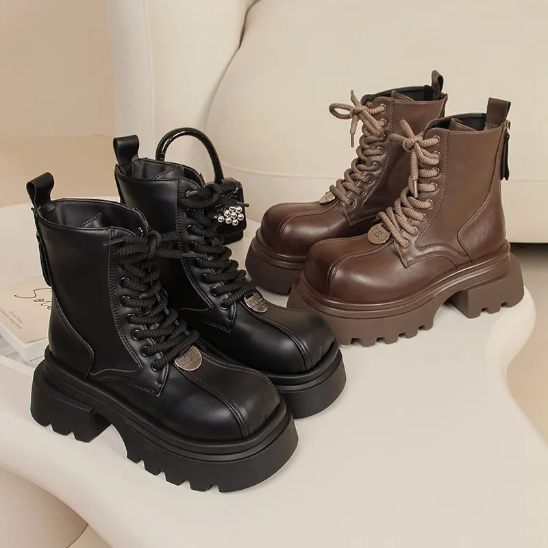 Women Flats Ankle Cool Boots Autumn Designer Platform Shoes 2025 New Brand Fashion Dress Chelsea Boots Walking Zapatillas Female