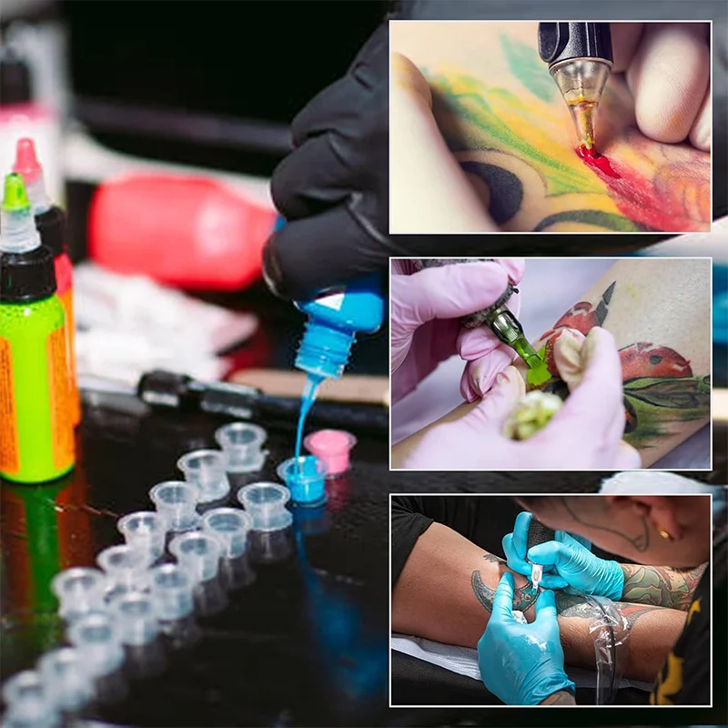 Tattoo Ink Cups 100Pcs POSEIDON Plastic Pigment Clear Permanent Makeup Tattoo Accessory