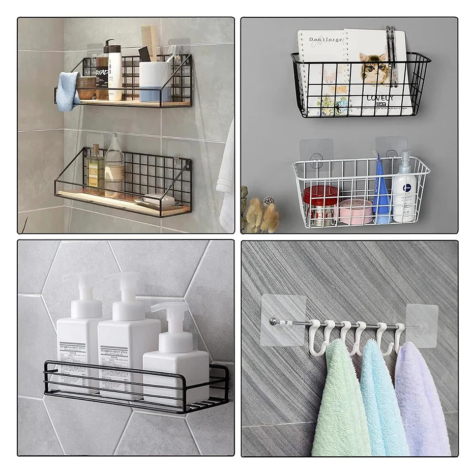 Shower Caddy Adhesive Replacement Stickers, Transparent Strong Sticker  Heavy-duty Wall Adhesive Hooks, No Drilling, Suitable For Shower Caddy,  Soap Holder, Spice Racks And Sink Storage Organizer - Temu