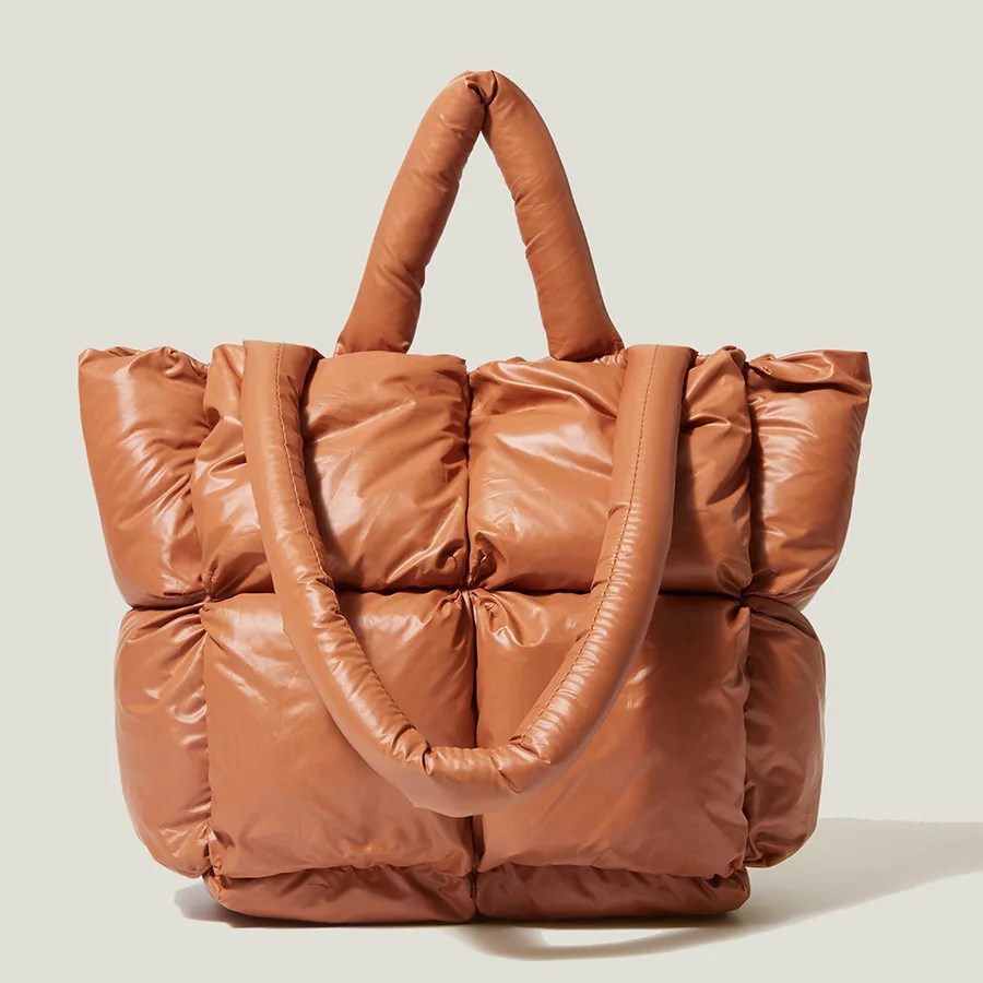 

2023 Large Size Popular Stuffed Handbag Fashion Cotton Shoulder Bag Luxury Down Jacket Satchel Large Capacity Women's Bag