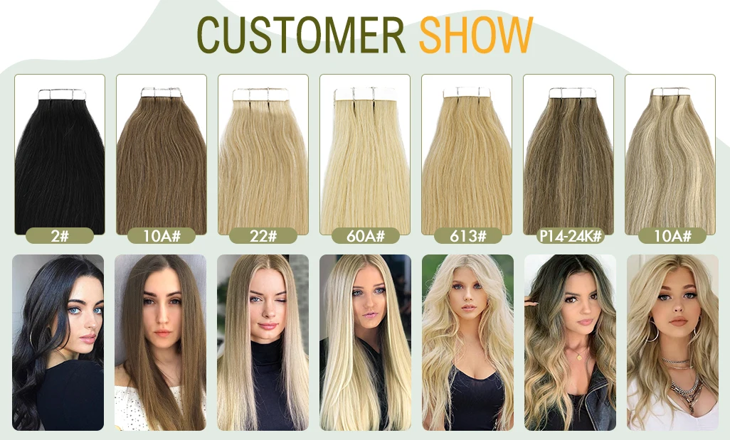 AW 12''-28'' Tape In Human Hair Extensions Straight Seamless Invisible Natural Machine Made Remy Adhesive Glue On Hair Extension