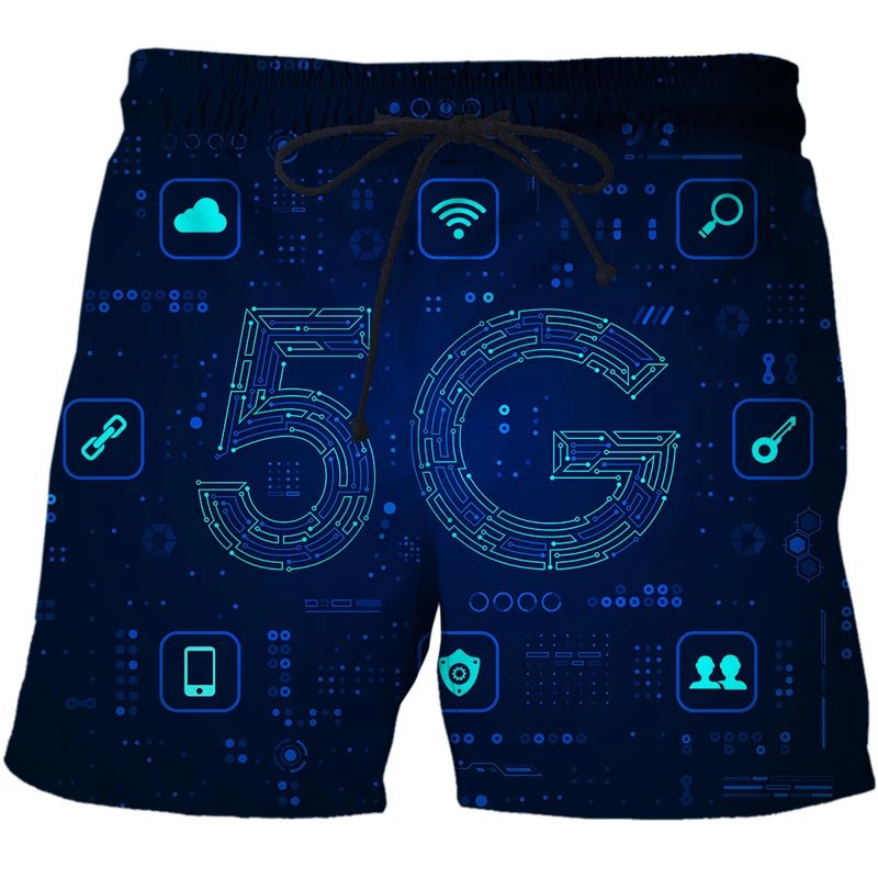 

AI technology data pattern Beach Shorts male 3D printed 2022 New Fashion Board shorts Men/Women summer Shorts Pants Swimwear