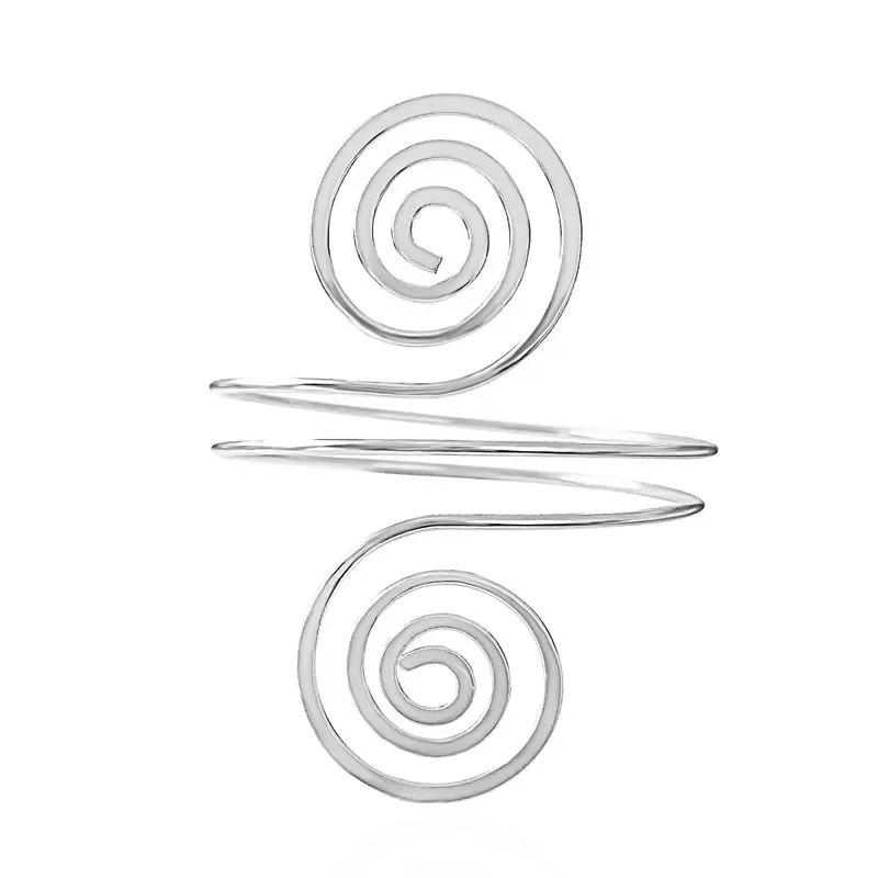 Alloy Spiral Armband Swirl Upper Arm Cuff Armlet Bangle Bracelet Egyptian Costume Accessory for Women Gold Silver Color