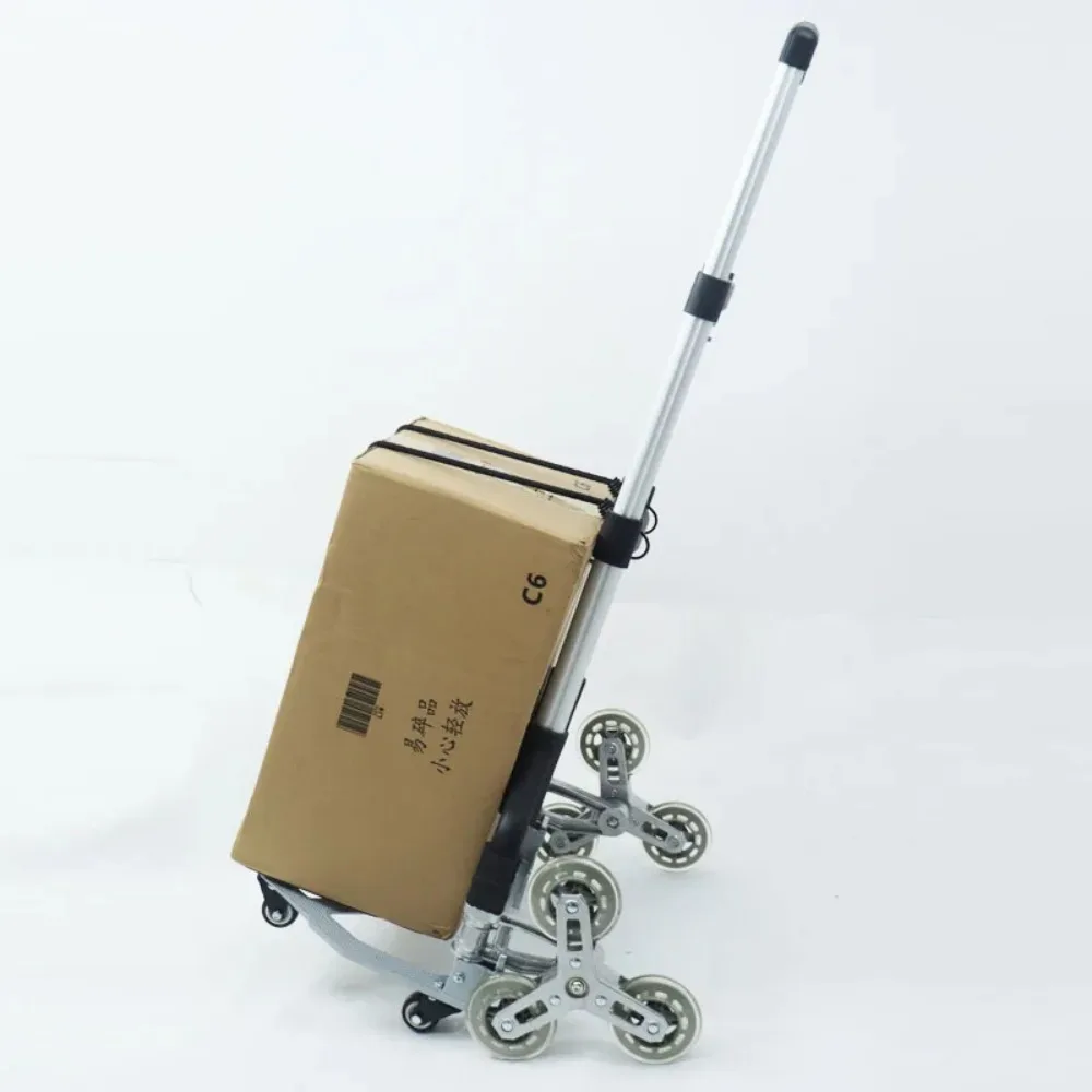 Shopping Trolley Cart Aluminum Folding Climbing Stairs Cart Outdoor Portable Lightweight Step Climbing Travel Folded Trolleys folding shopping cart