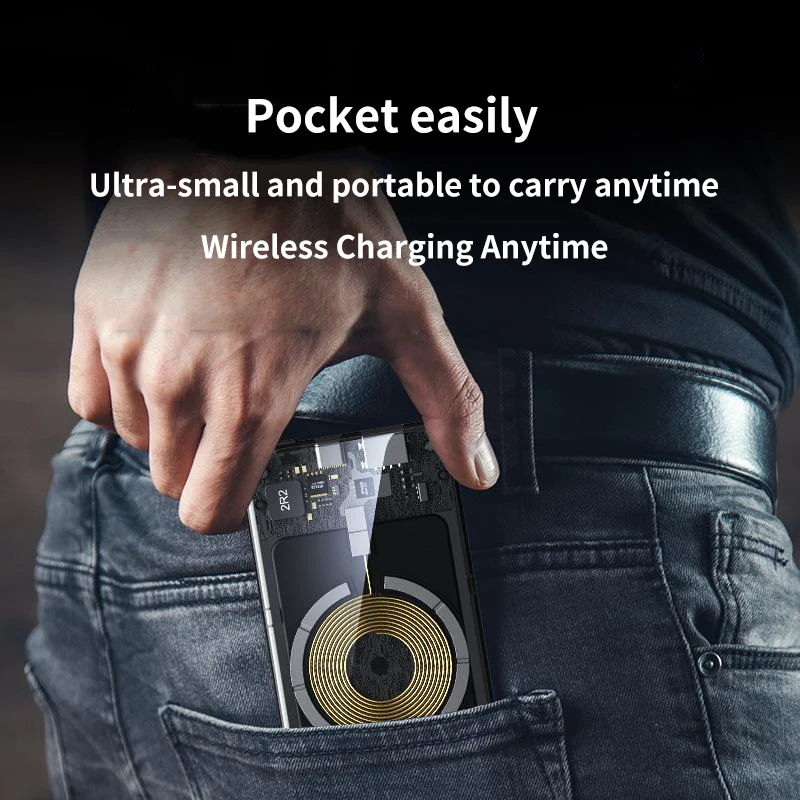 2024 New Transparent Macsafe Power Bank Fast Charger For iPhone 12 13 14 15 Pro Max Magnetic Wireless External Auxiliary Battery