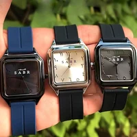 Arabic Numerals Wristwatch Men Quartz Watch Square Alloy Watch Magnetic Buckle Silicone Band Waterproof Men Watch SABR
