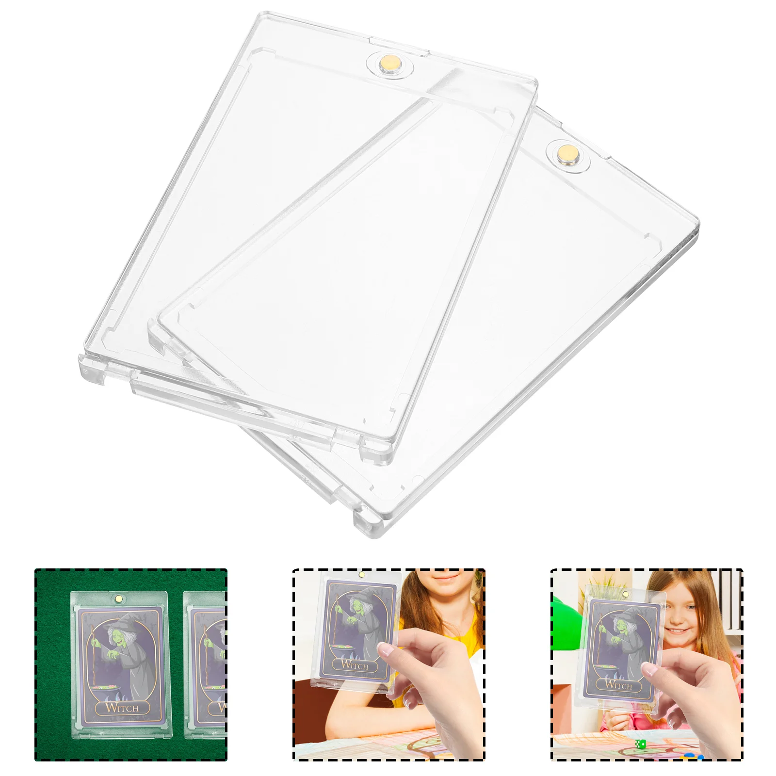 2 Pcs Magnetic Card Holder Clear Trading Card Case Sports Souvenirs Baseball Protector Football Game Display Acrylic