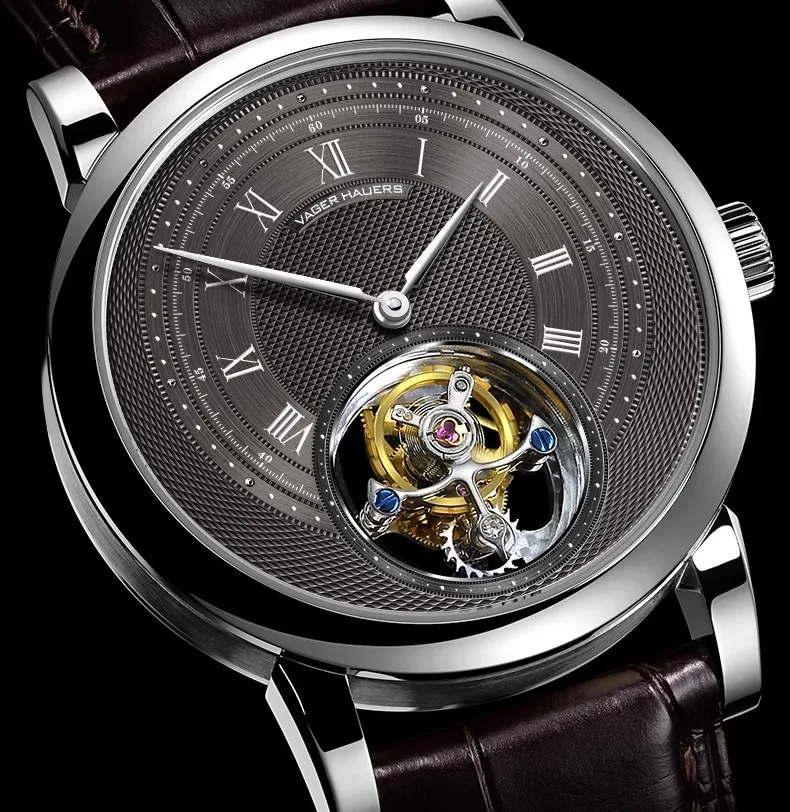 VAGER HAUERS Watch of Men Mechanical Wristwatches Genuine Tourbillon ...