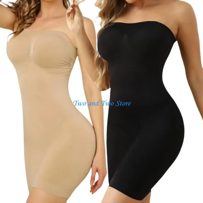 Bustier façonnant en Nylon confortable, sans couture, robe modelante sans bretelles, à superposer à seule, HX6F 1 Bustier façonnant en Nylon confortable, sans couture, robe modelante sans bretelles, à superposer à seule, HX6F 1