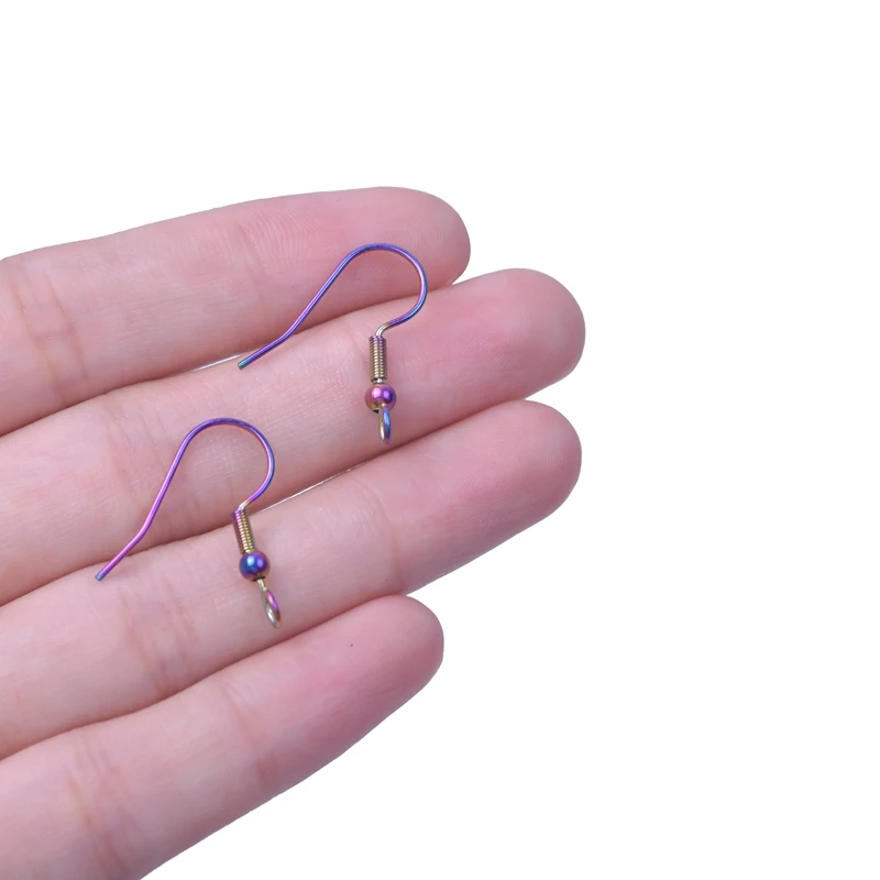 50pcs/Lot Rainbow Ear Hooks For Jewelry Making Earrings Ear Piercing Hoop Stainless Steel Jewelry Findings Wholesale Components