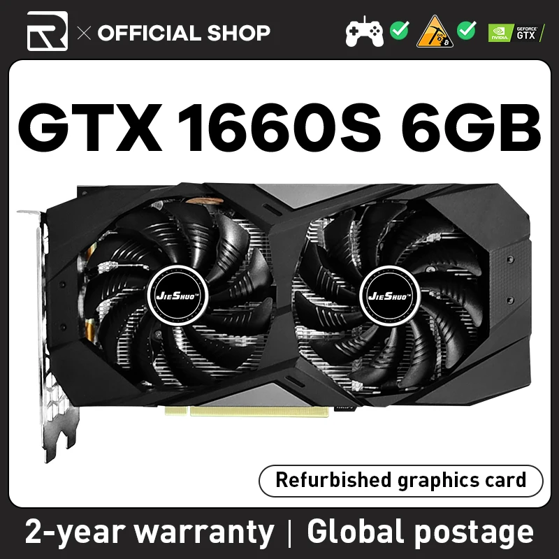 Jieshuo Nvidia Gtx 1660 Super 6Gb Scheda Grafica Da Gioco Gddr6 192Bit Gpu Gtx1660 Super 6G Supporta Pc Desktop Video Office 1660 S