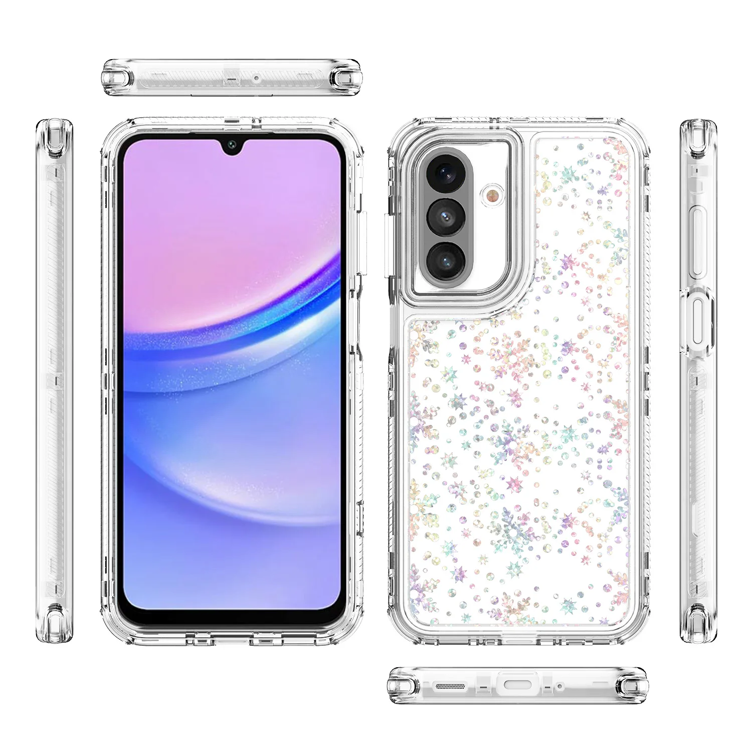 Enhanced 3-in-1 Laser Pattern Phone Case - Shockproof & Anti-Fall TPU+PC Cover